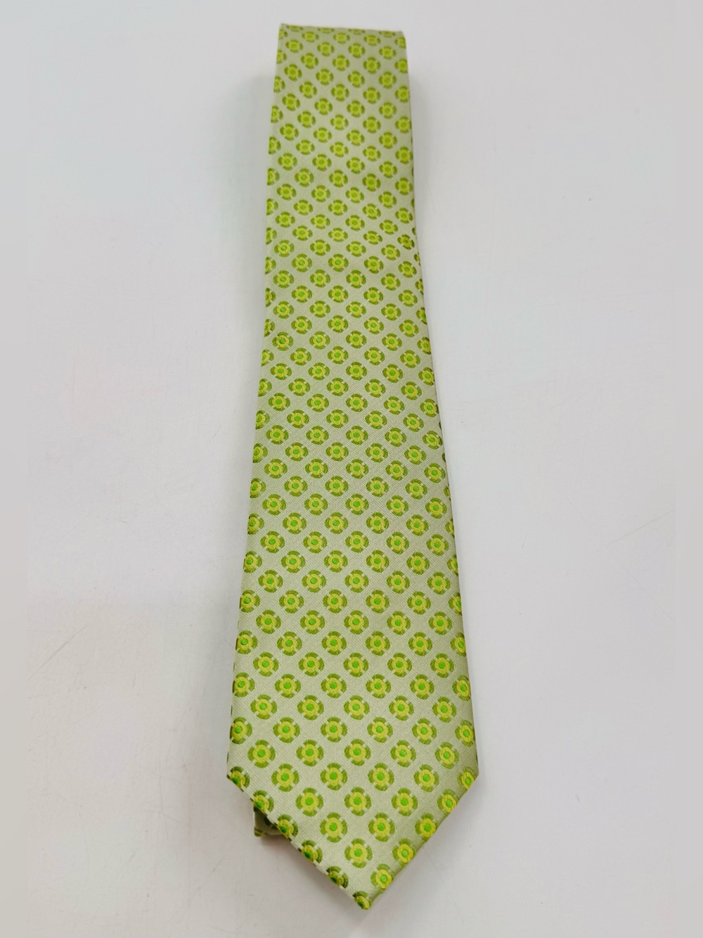 Coogi Tie Lime Green Geometric Designer Polyester Neckwear Necktie Yellow Suit